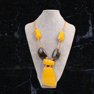 Yellow & Gray Acrylic Necklace Set & Three Pieces Seabead Set
